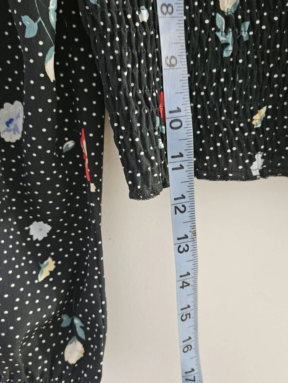Abercrombie & Fitch Black Floral Smocked Square-Neck Blouse Y2k