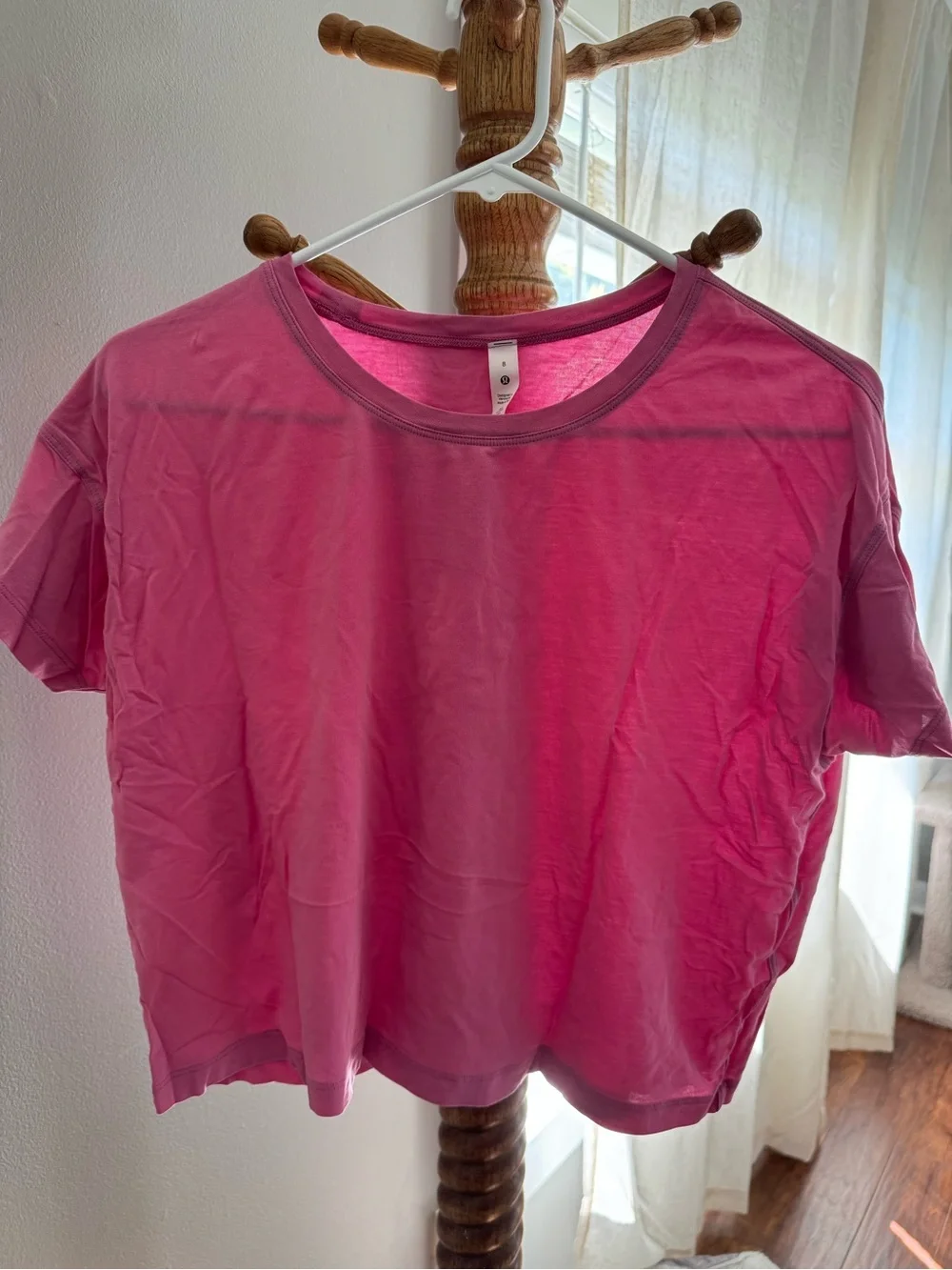 lululemon athletica Pink Short Sleeve Crop Crew Tee