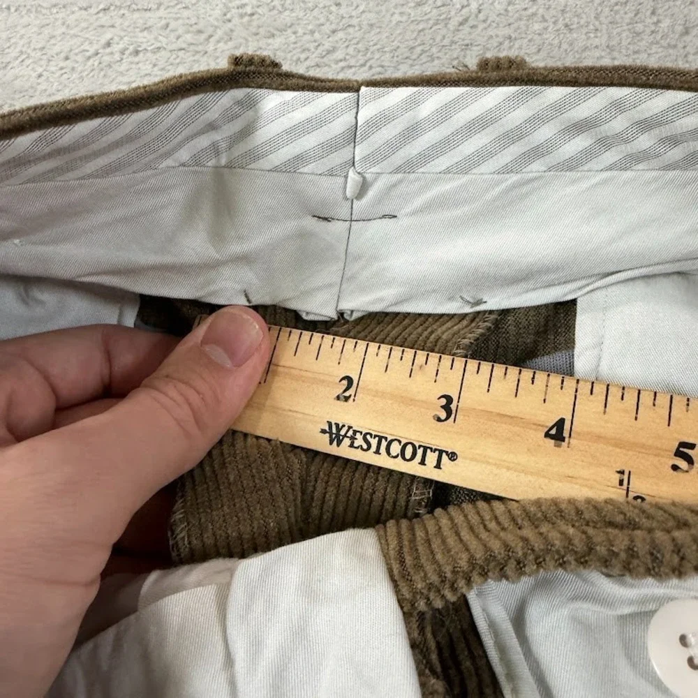 Samuelsohn Mens 33x28 Corduroy Brown Wool Pleated Cuffed Dress Pants Italy EUC