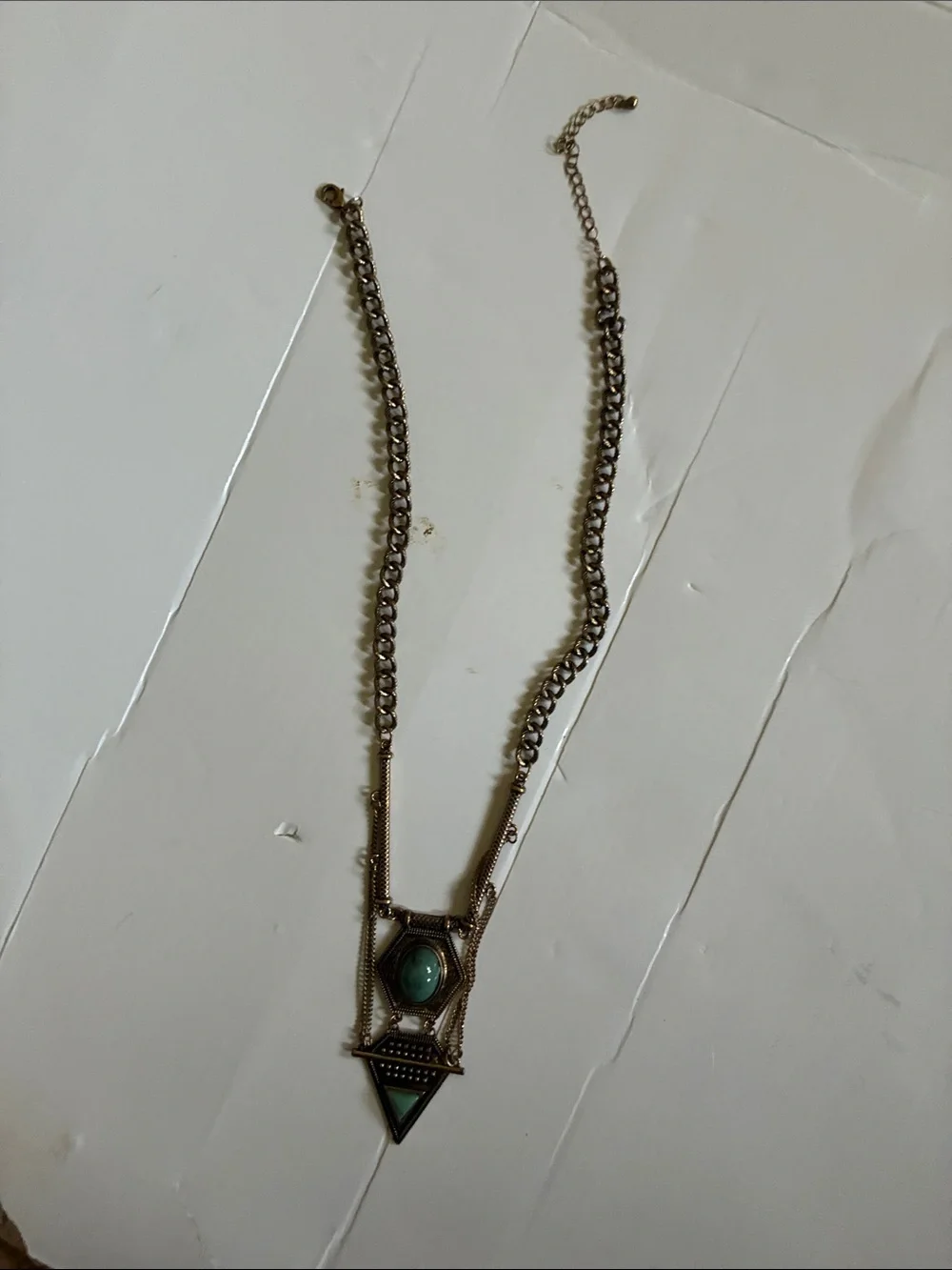 Vintage-Inspired Turquoise Pendant Layered Necklace - Women Jewelry
