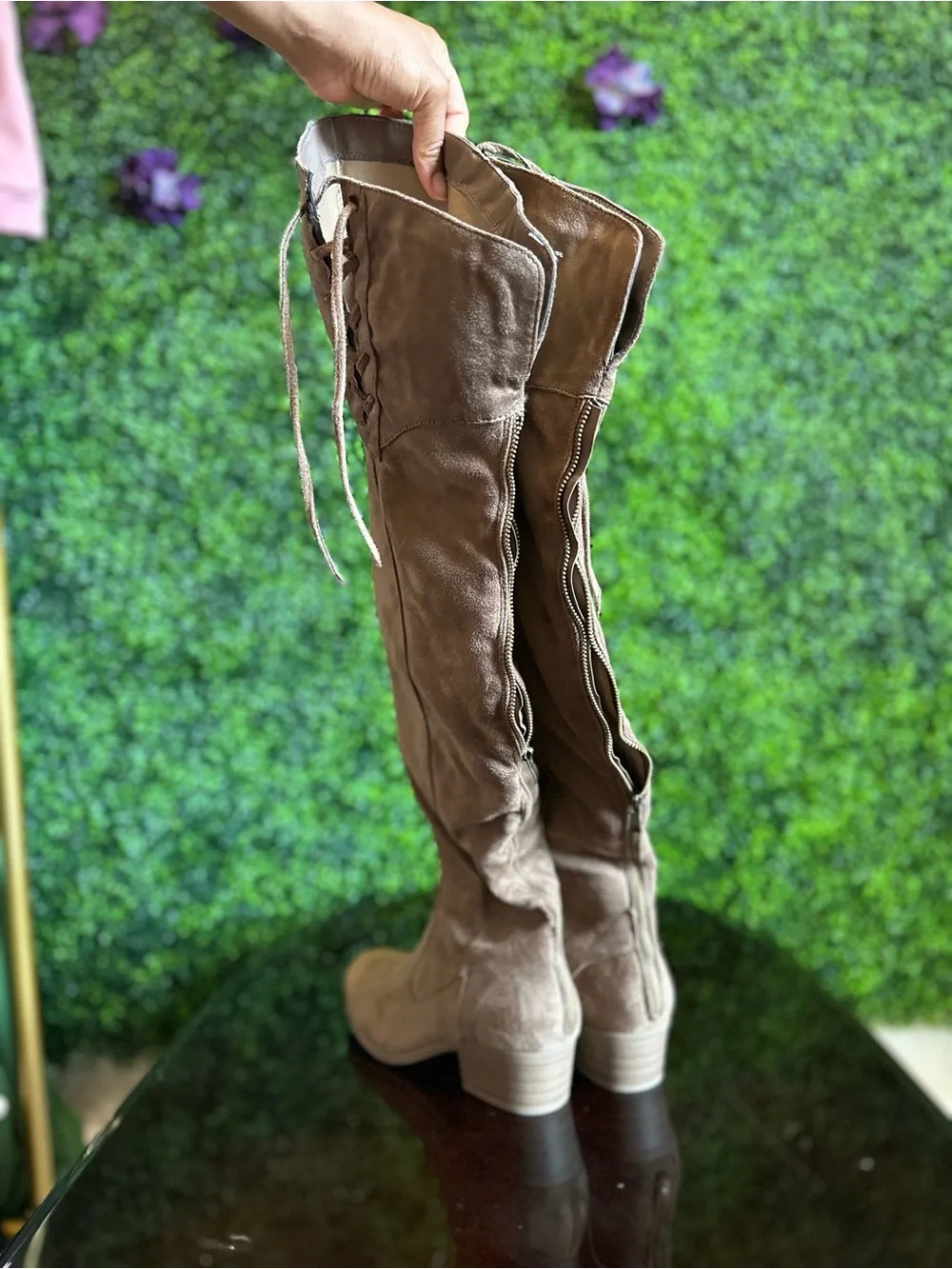 Over-the-Knee Taupe Suede Women's Boots