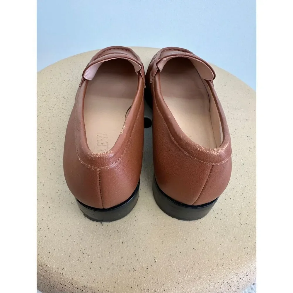 J. Crew Women’s Cognac Brown Leather Maison Ruched Slip In Loafers