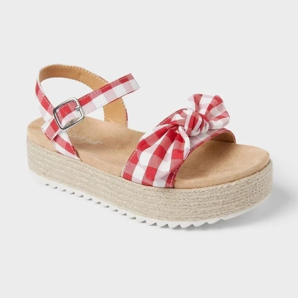 Little Girls Gingham Red Sandals by Cat‎ & Jack Daphne  Size 2 New With Tags