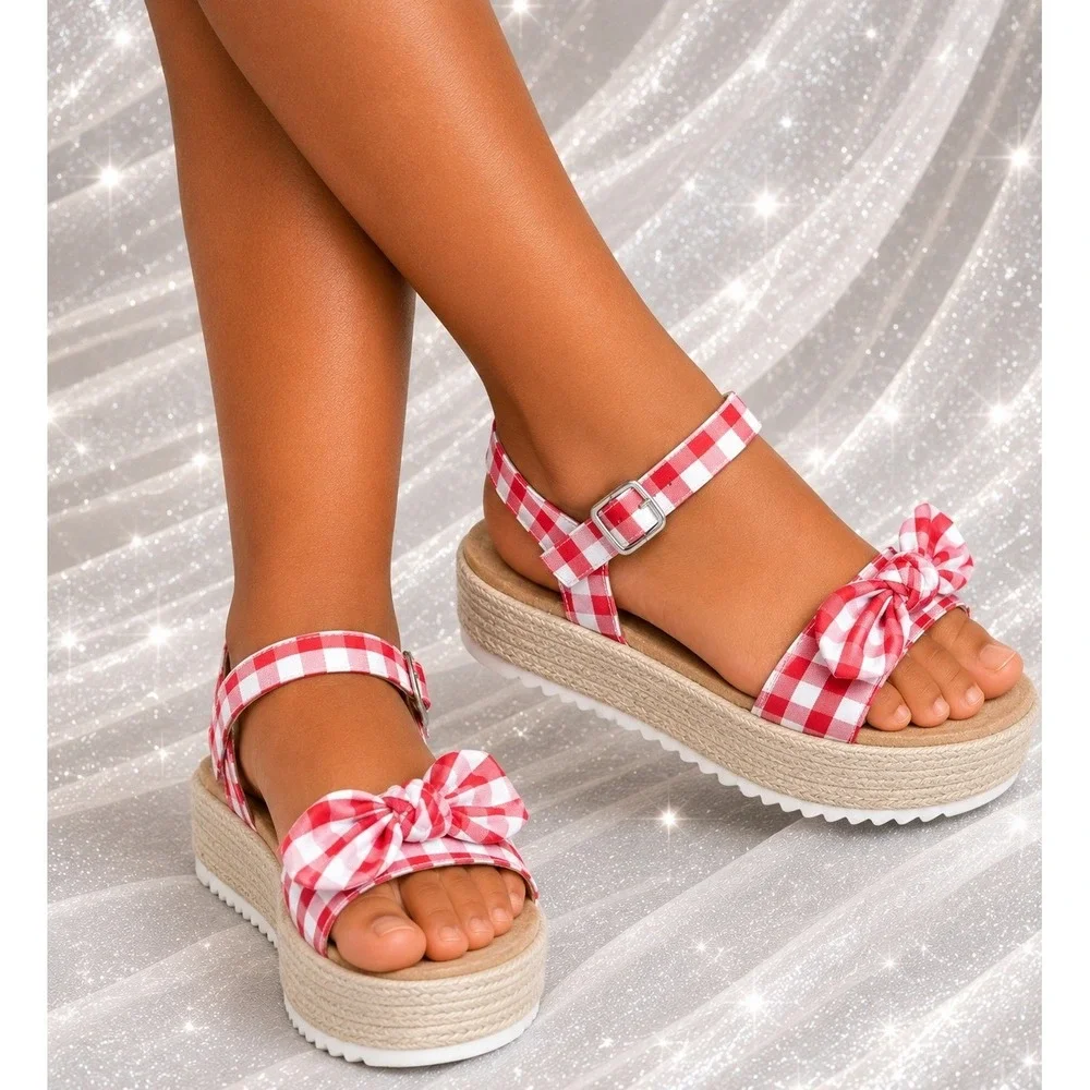Little Girls Gingham Red Sandals by Cat‎ & Jack Daphne  Size 2 New With Tags