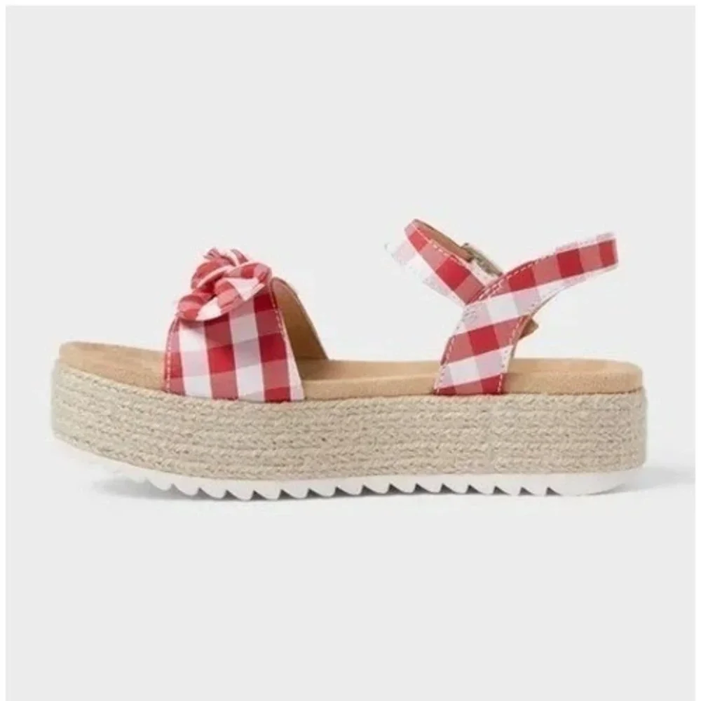 Little Girls Gingham Red Sandals by Cat‎ & Jack Daphne  Size 2 New With Tags