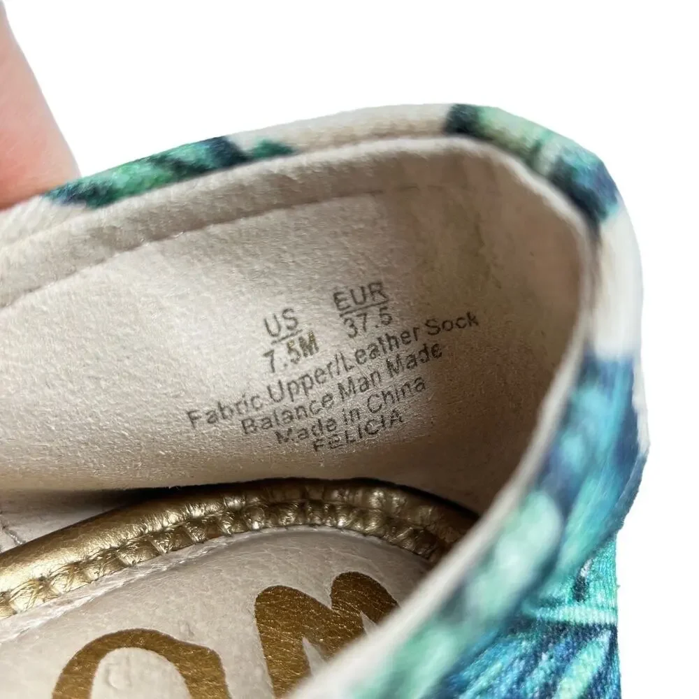 Sam Edelman Felicia Ballet Flats 7.5 Palm Leaf Tropical Print Resort Vacation