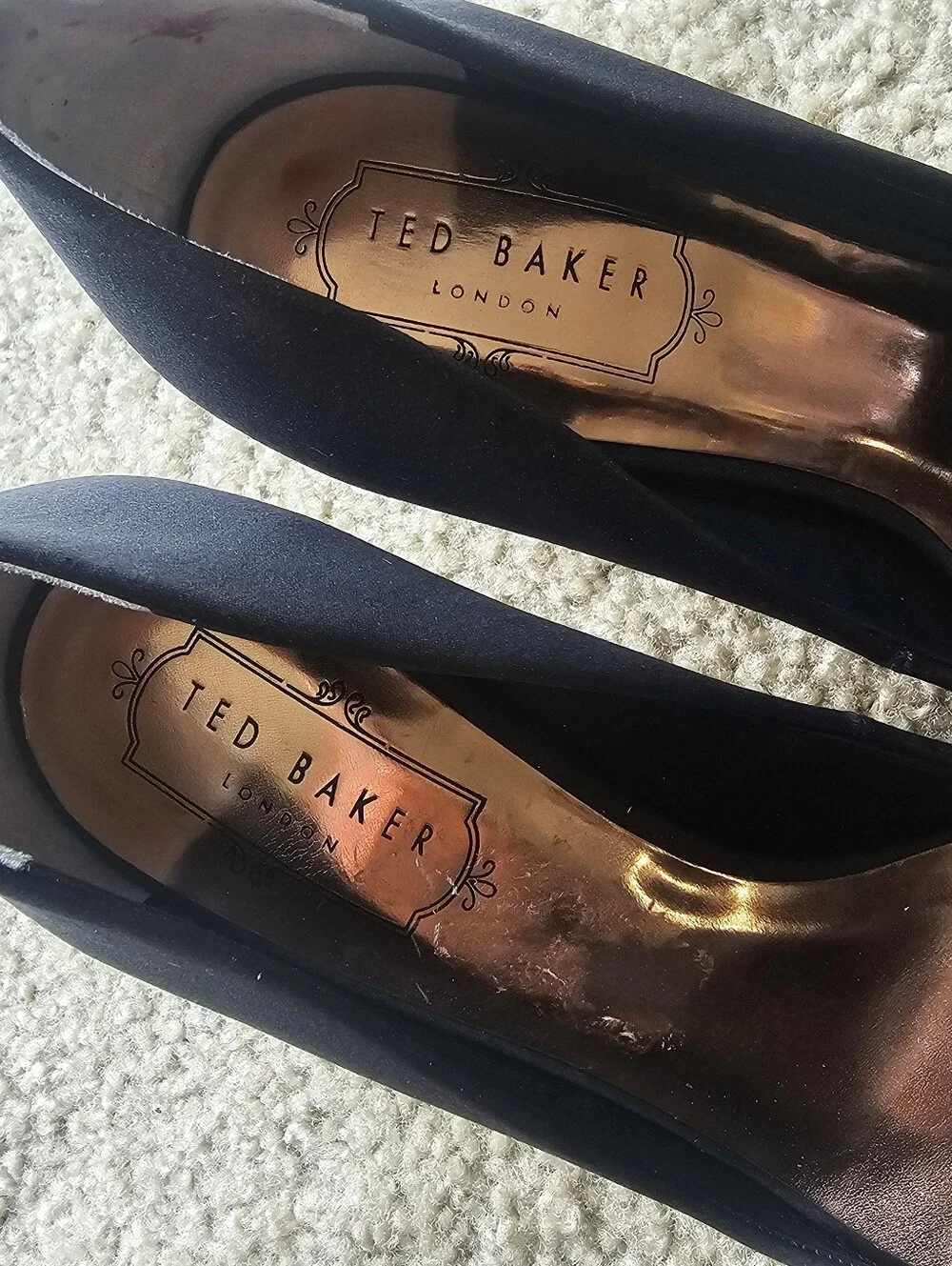 Ted Baker Black Satin Pointed Toe Bow High Heels