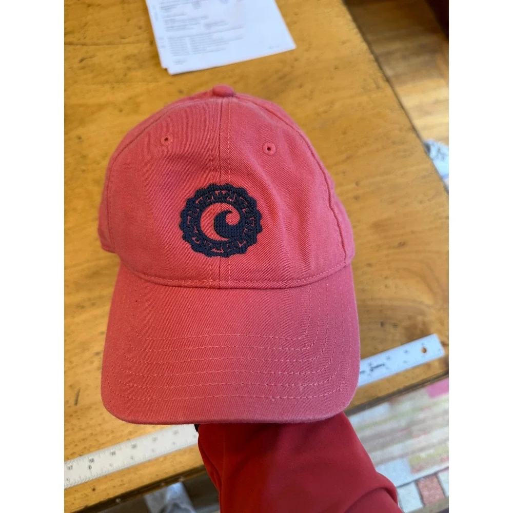 Harding Lane Cisco Brewers Nantucket OS Salmon Pink Needlepoint Adjustable Hat