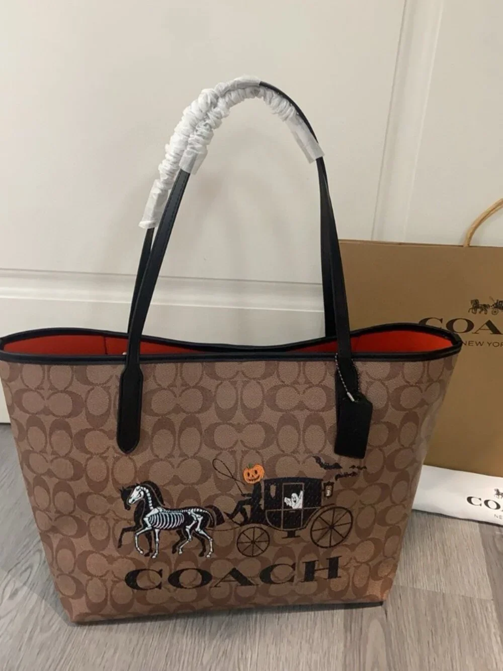 Coach Halloween Carriage Signature Canvas Tote Bag