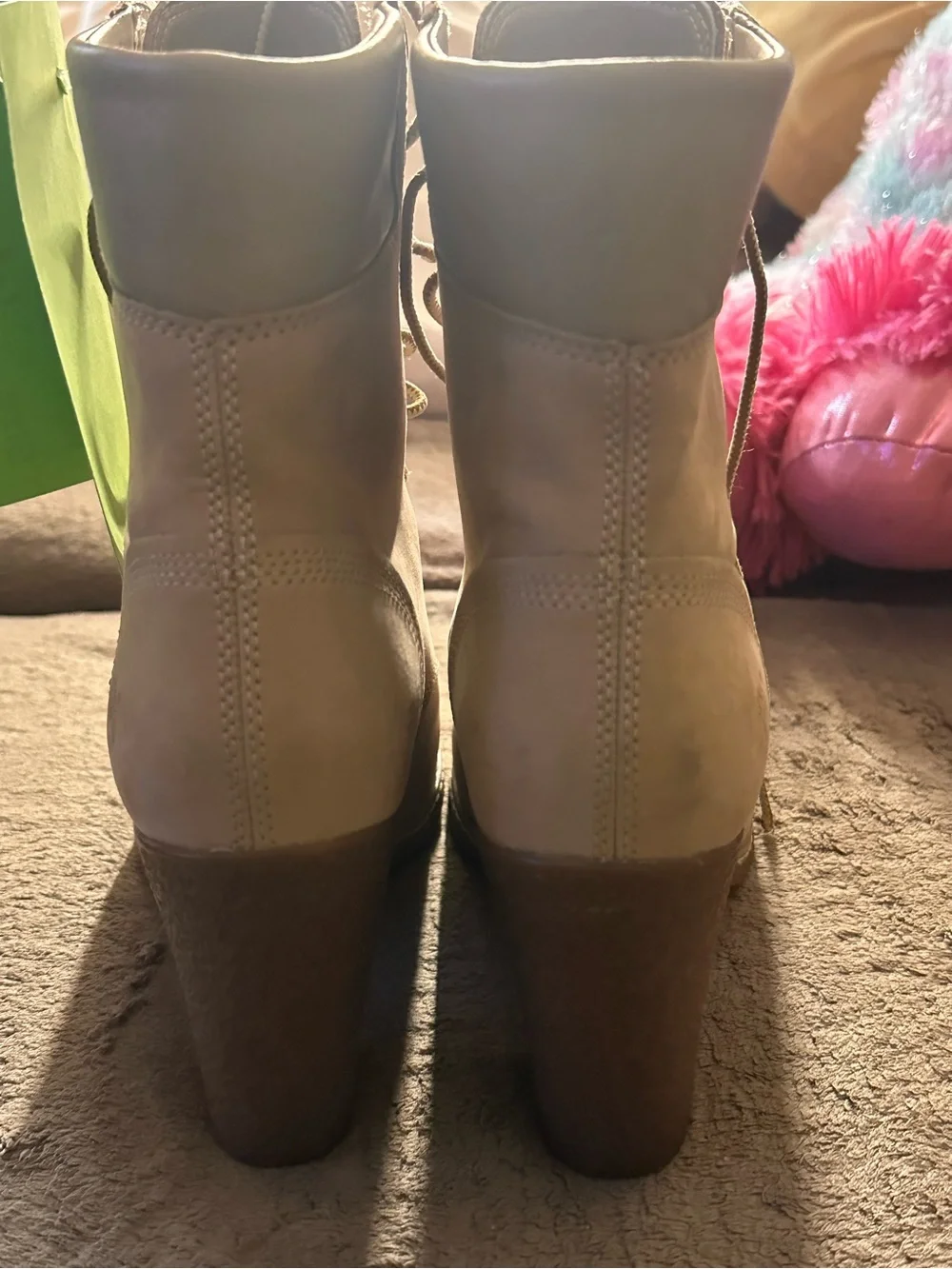 Timberland Women's Wheat Lace-Up Block Heel Boots