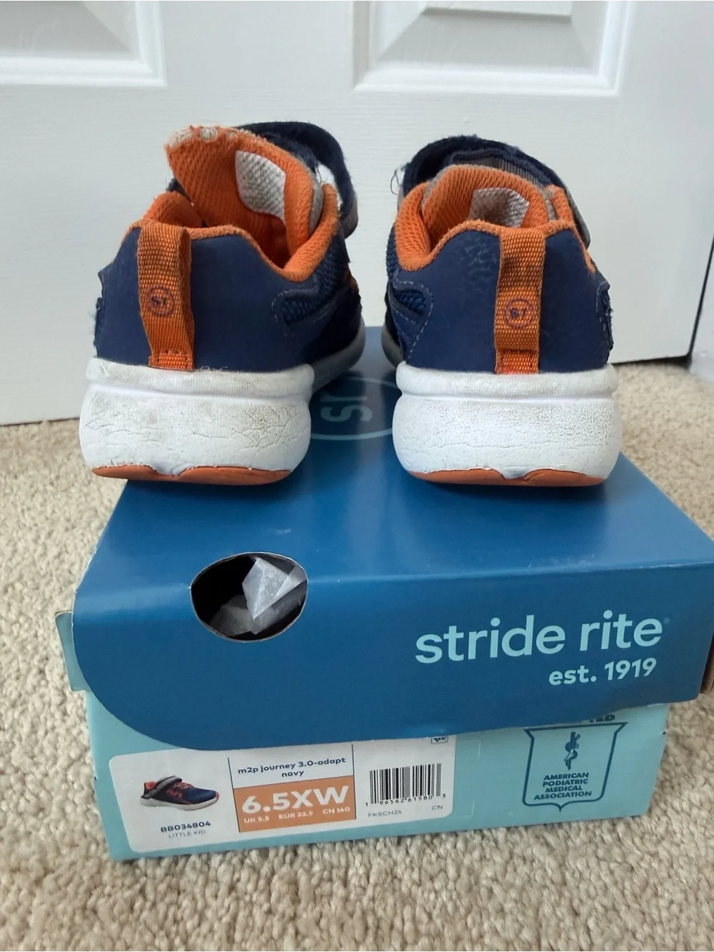 Stride Rite Navy and Orange Toddler Athletic Sneakers 6.5XW m2p journey