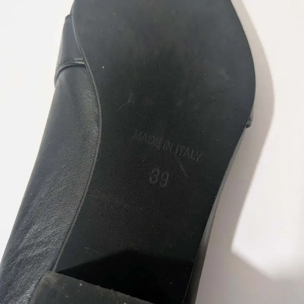 Avellini Black Leather Slip-on Pointed Toe Snake Print Loafers 859P Size 39