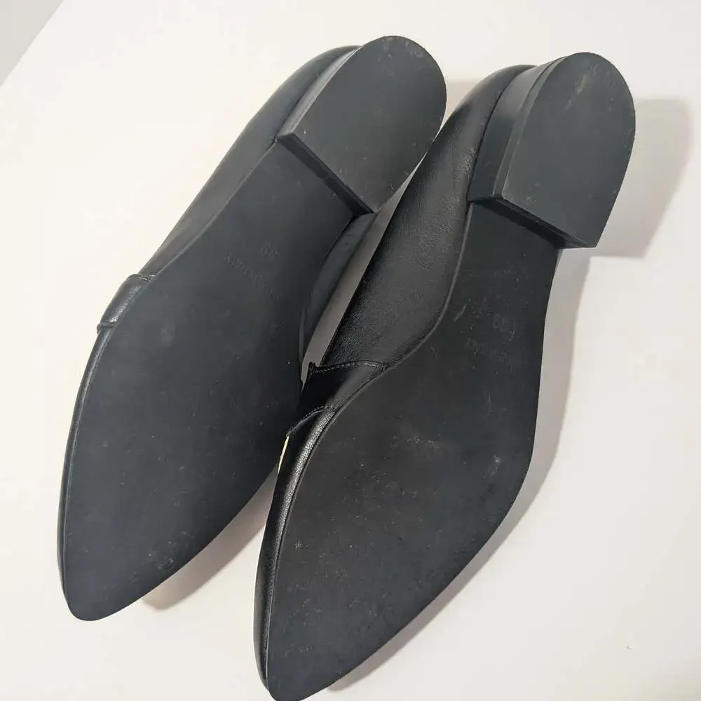 Avellini Black Leather Slip-on Pointed Toe Snake Print Loafers 859P Size 39