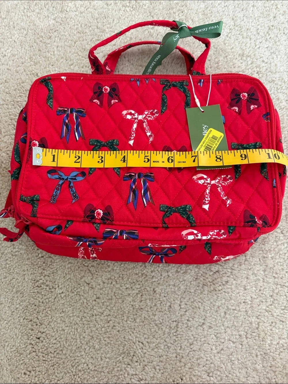 Vera Bradley Red Quilted Cosmetic Case with Bow Print