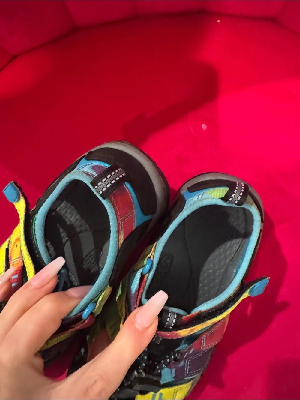 Worn ONCE Keen Tie Dye Kids Rainbow Strappy Sandals outdoor shoes