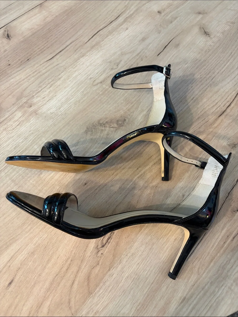 KENNETH COLE NEW YORK BLACK PATENT  ANKLE STRAP STILETTO HEELS SIZE 9.5