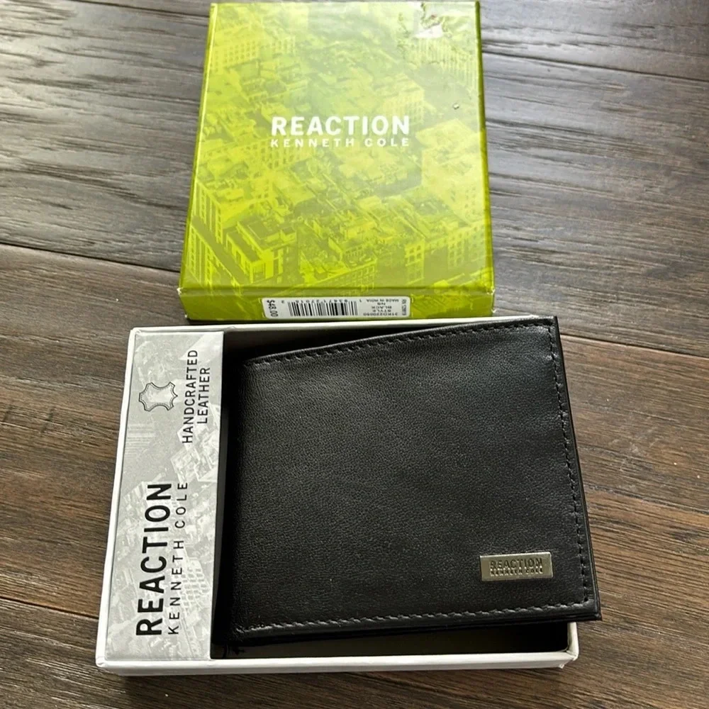 Reaction Kenneth Cole Genuine Leather black wallet/card/bill/ID holder, slim fit