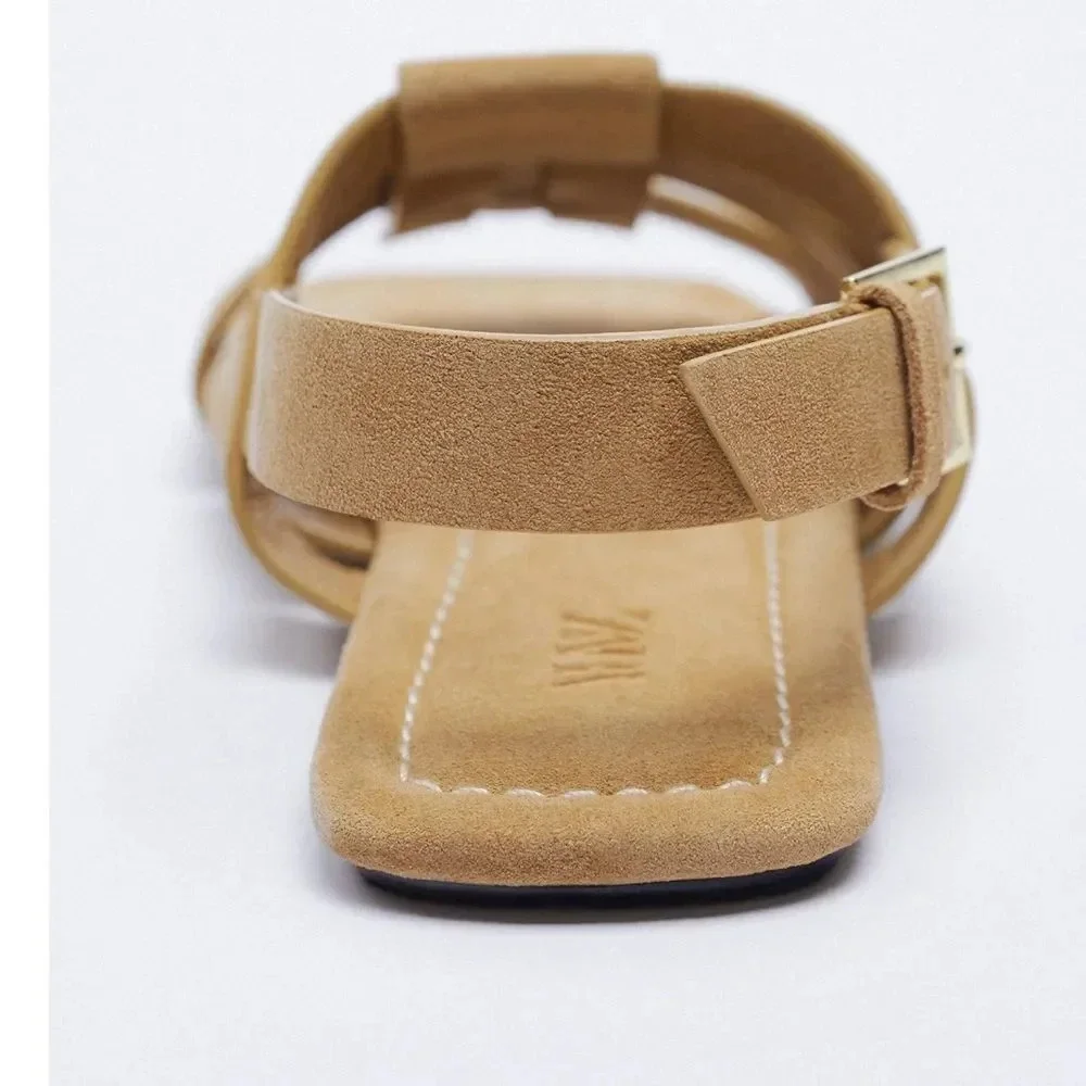 SPLIT LEATHER SLINGBACK FLATS