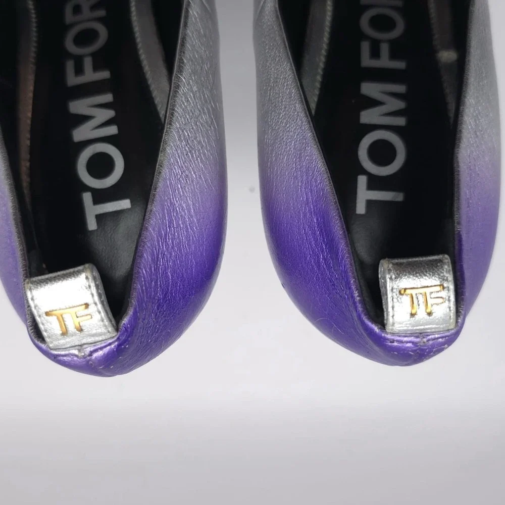 TOM FORD Size EU 39 Ombré‎ Cone Heel Platform Pumps Cone Silver Mauve Women's