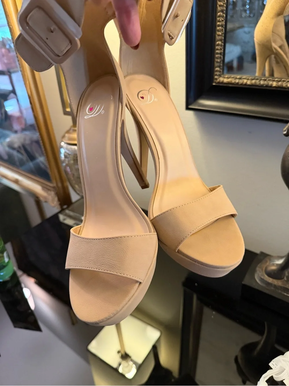 Delicious NWOT Nude Ankle-Strap Stiletto Heels