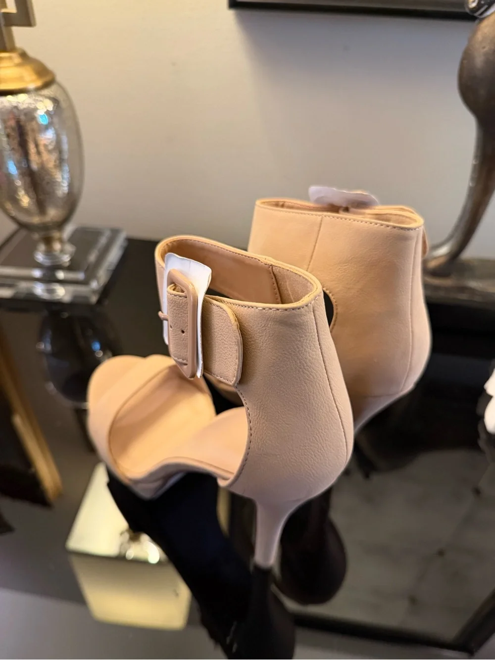 Delicious NWOT Nude Ankle-Strap Stiletto Heels