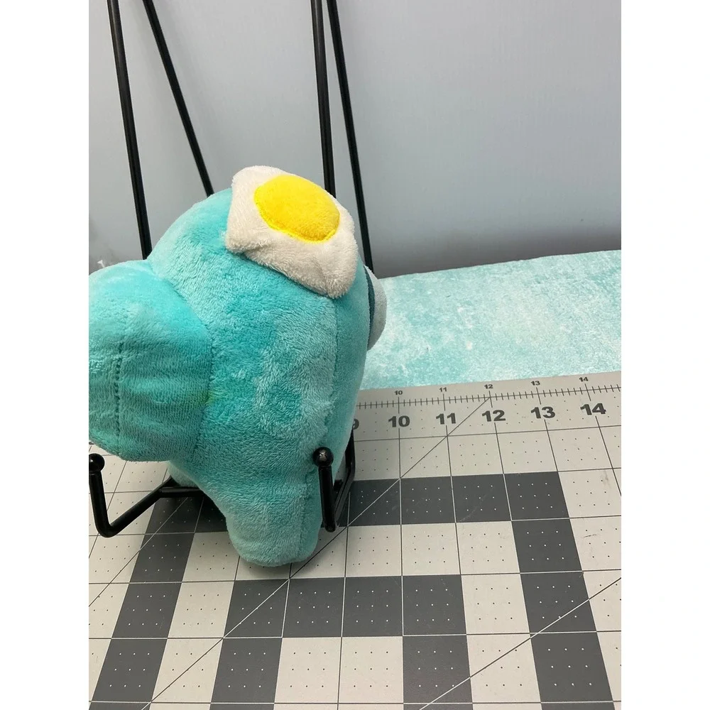 Among Us Cyan Crewmate Plush Toy with Fried Egg Hat 8 Inch Stuffed Figure