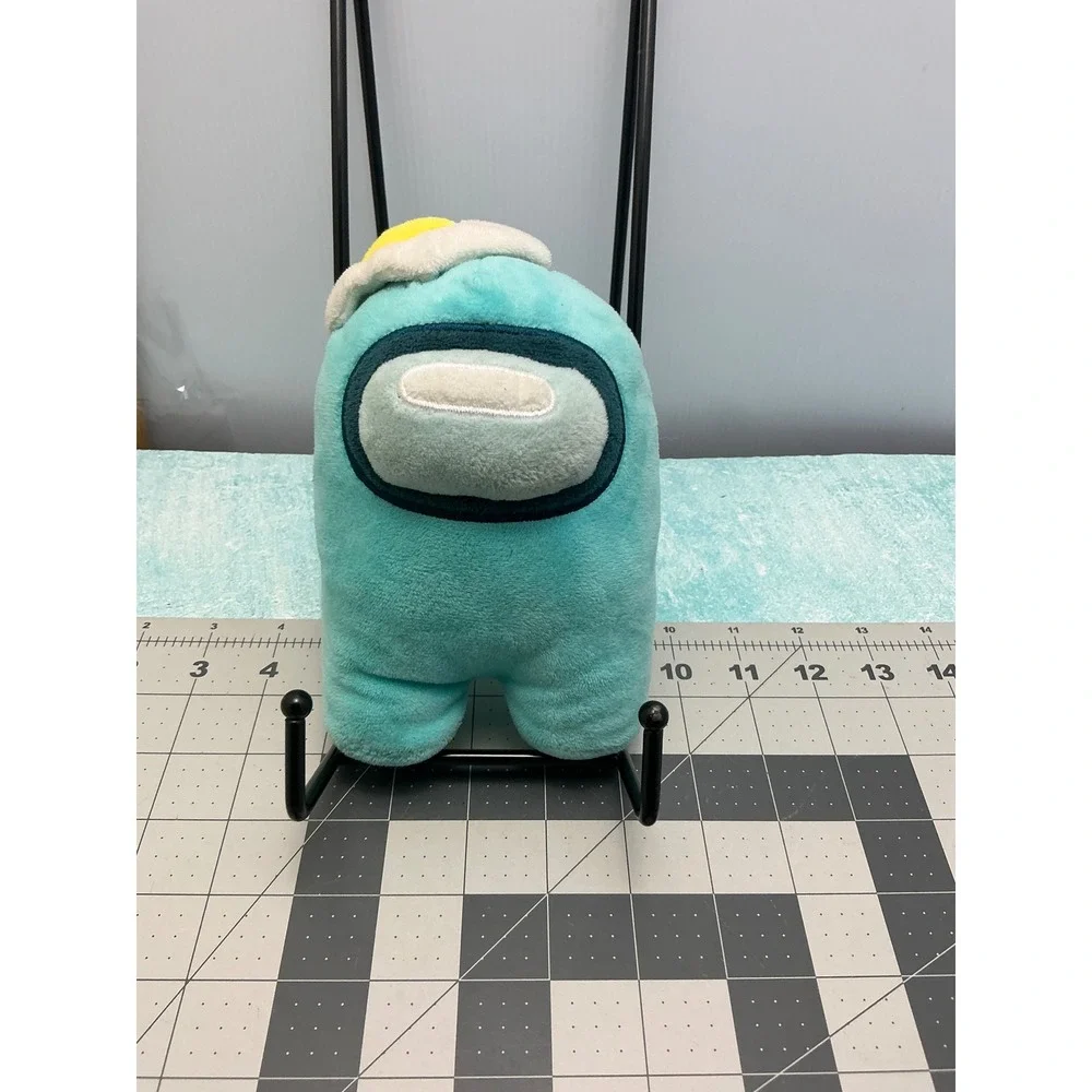 Among Us Cyan Crewmate Plush Toy with Fried Egg Hat 8 Inch Stuffed Figure