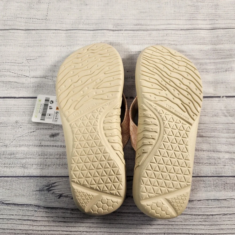 Kuailu Women's 7 Orthotic Flip Flops Peach Woven Comfort Sandals KW911-2503