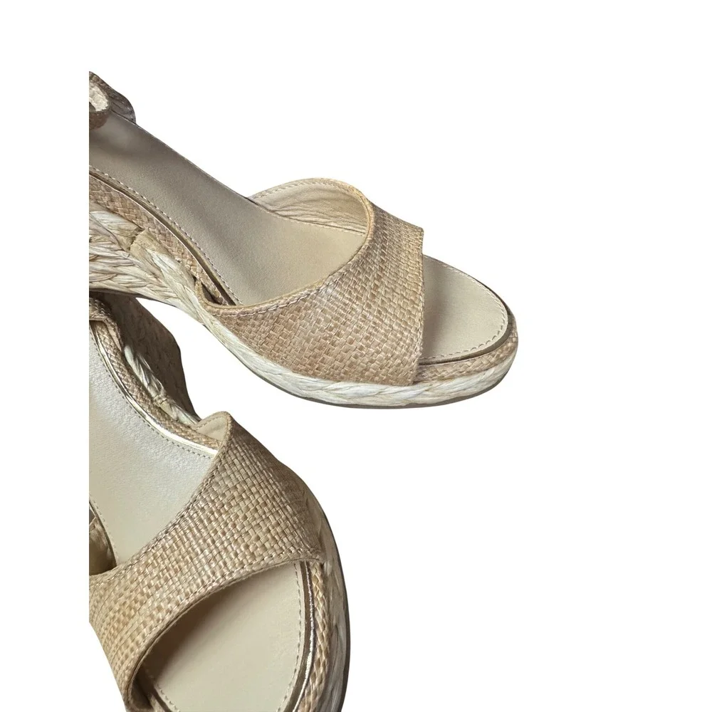 Espadrille Wedge Sandals Womens 6 Tan New in‎ box Woven Straw