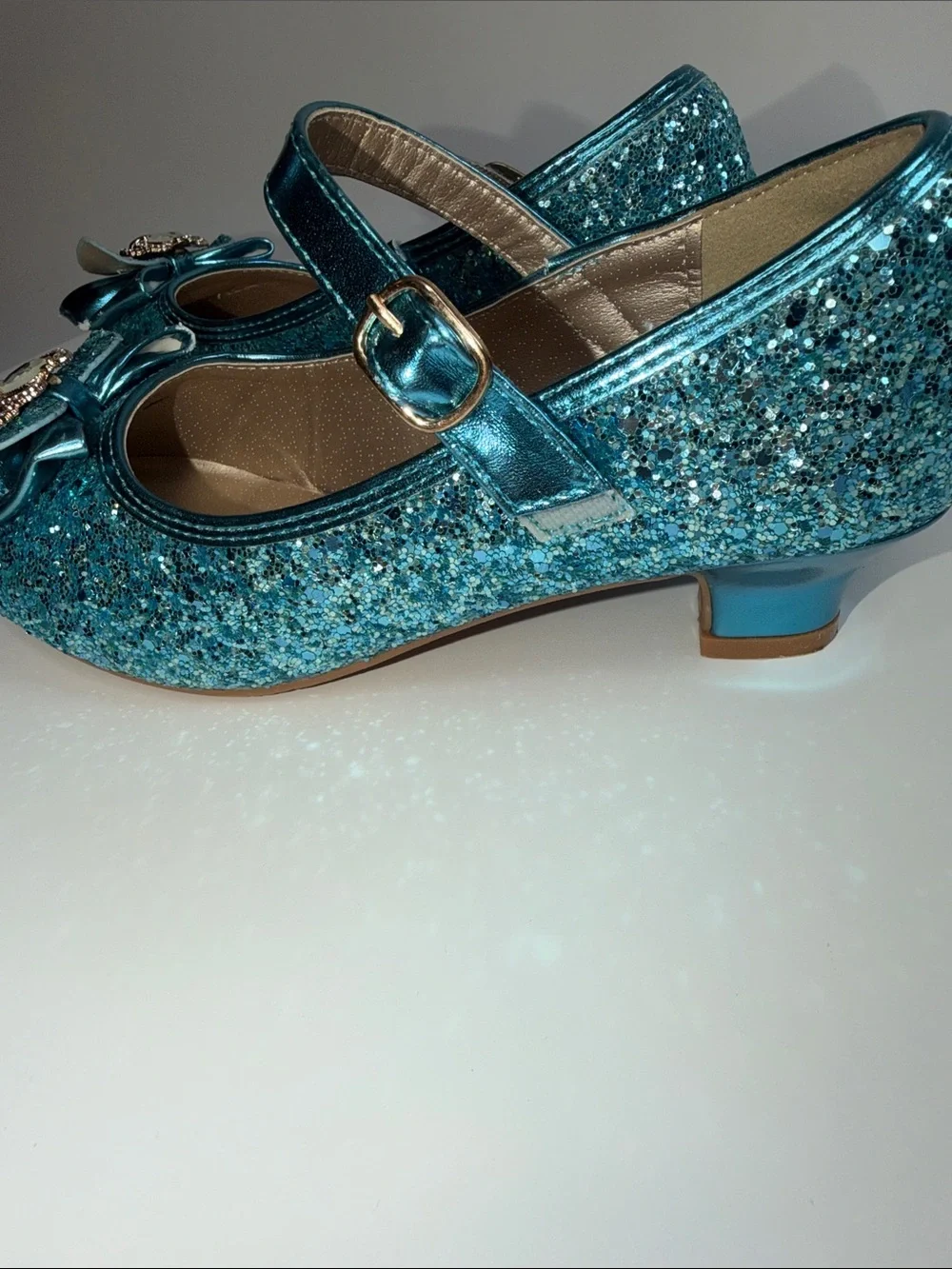 💎NWT PANDANINJIA GIRLS BLUE GLITTER MARY JABE DRESS SHOES SIZE 3