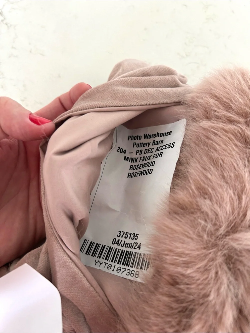 NWOT Pottery Barn Faux Fur Mink Stockings in Rosewood