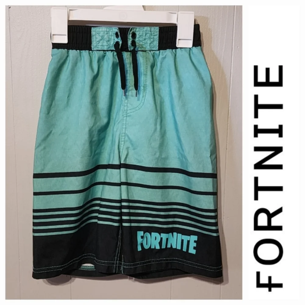 Fortnite Swim Trunks Blue‎ Green Black Medium Beach A131
