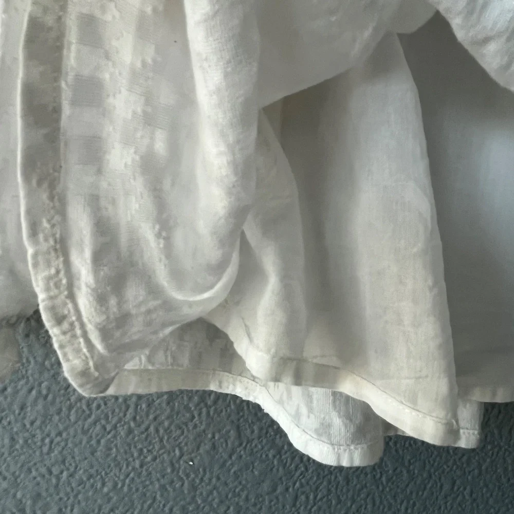 Anthropologie White Ruffled V-Neck Peasant Blouse