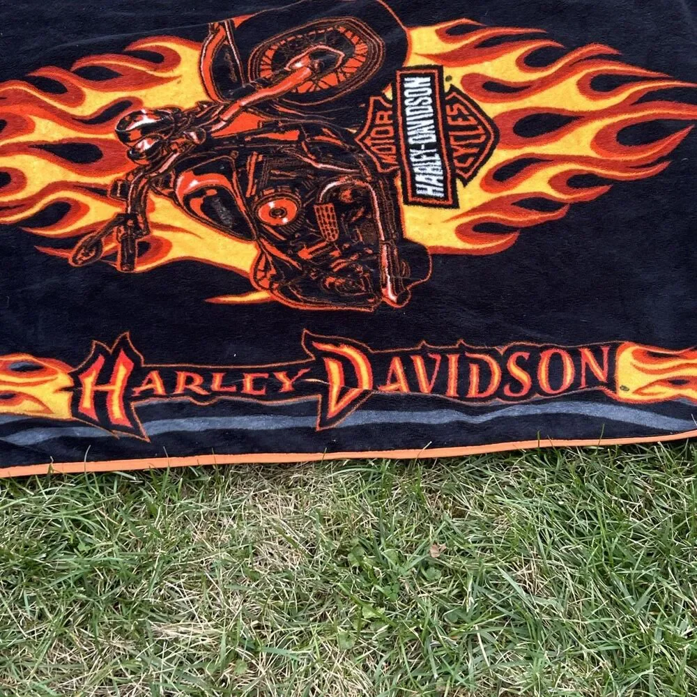 Vintage Harley‎ Davidson Motor Cycles 48”x56” Throw Blanket - Good Condition