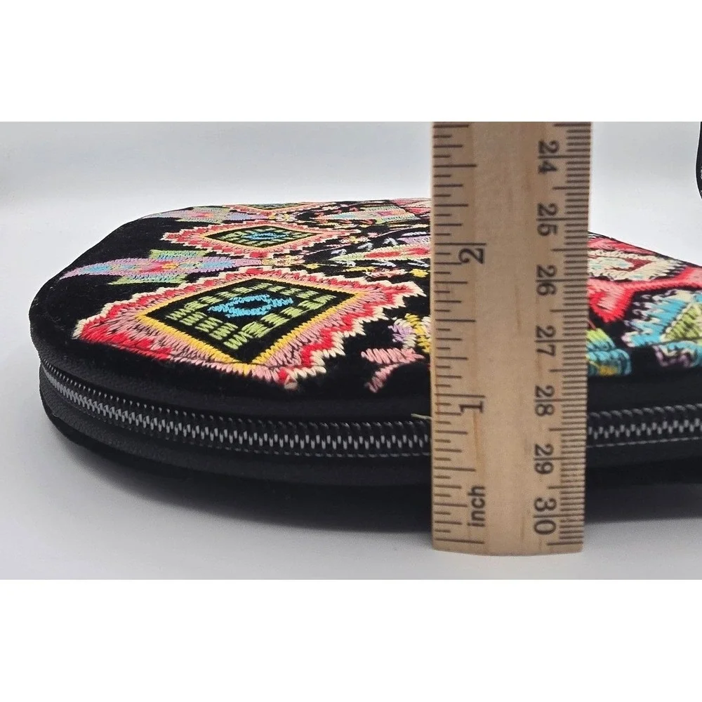 Johnny Was Embroidered‎ Velvet Jewelry Organizer Travel Aztec Case Clutch Boho