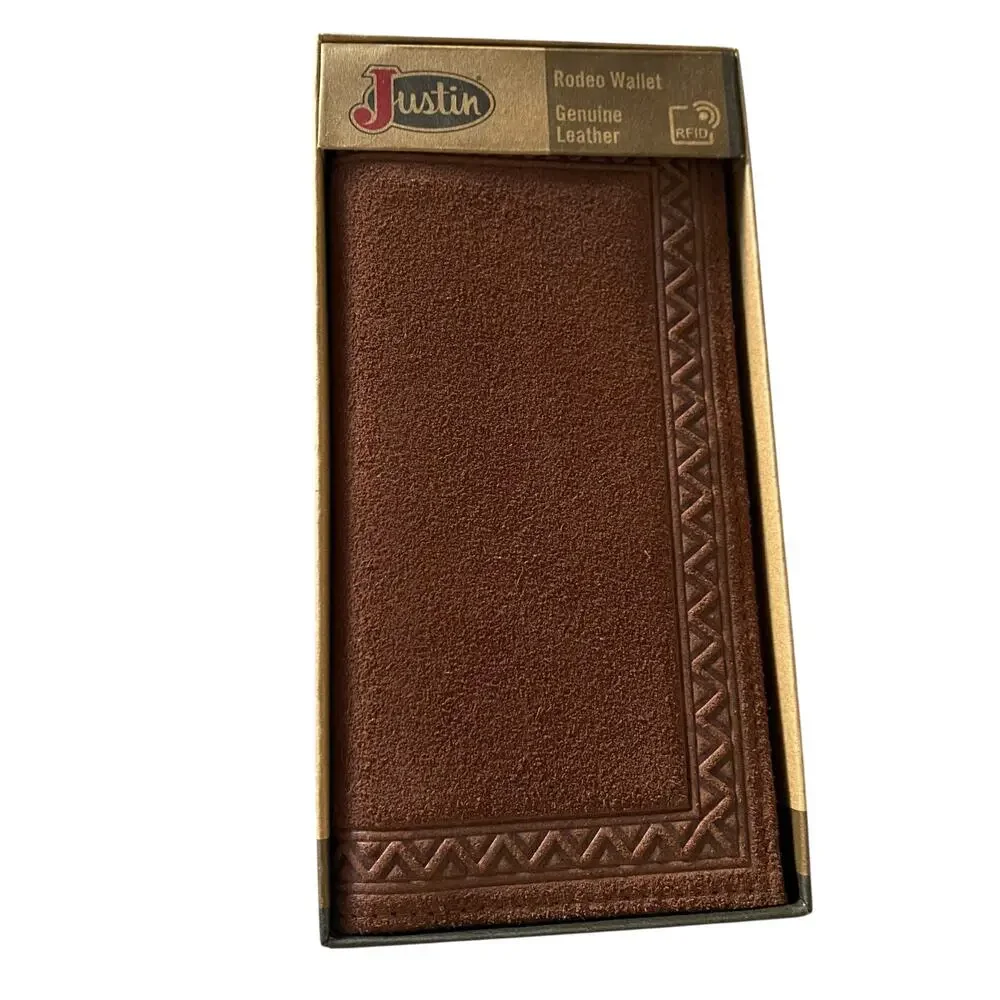 NWT Men’s JUSTIN RODEO SUEDE LEATHER RFID WALLET WITH GEOMETRIC TRIM 23093767W1