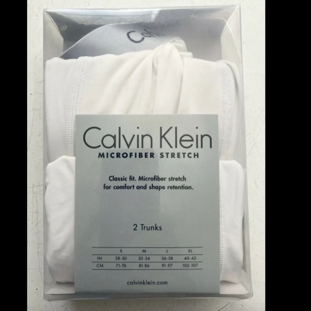 Calvin Klein New NIP Microfiber Stretch 2 Pack White Trunk Underwear NP1907O