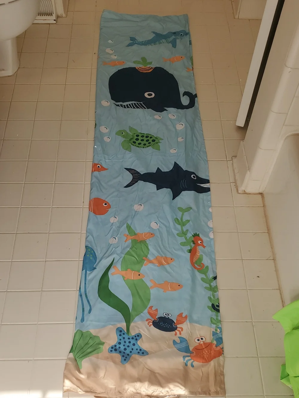 Kids Ocean Animal Light Blue Shower Curtain, NEVER USED