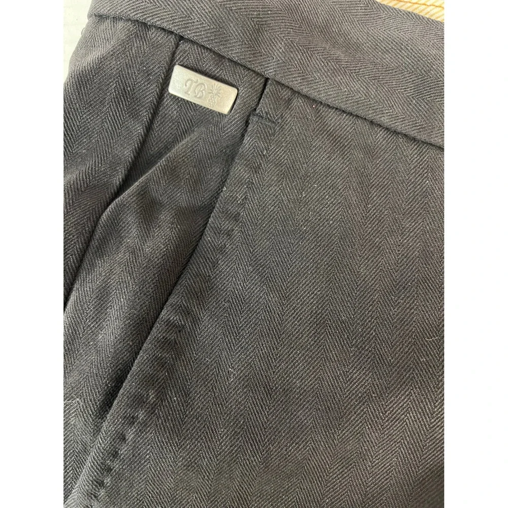 Tommy Bahama Trousers Mens 34x30 Black Silk Cotton Herringbone Dress Pants