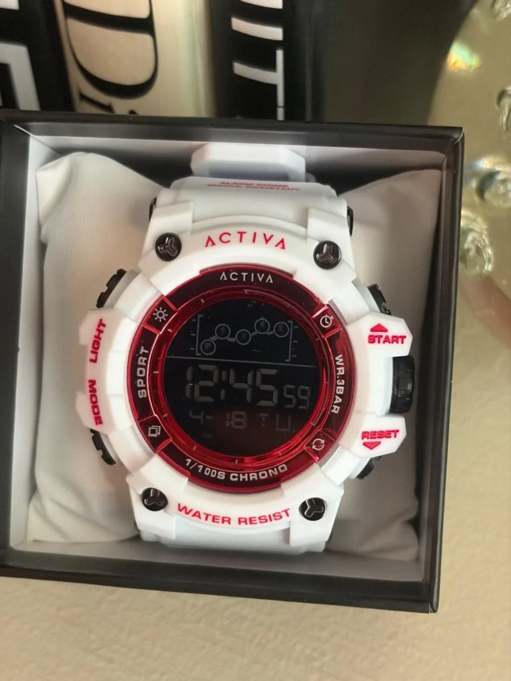 Men's Activa X Invicta Racing Chrome Edition Digital Watch 50mm White/Red