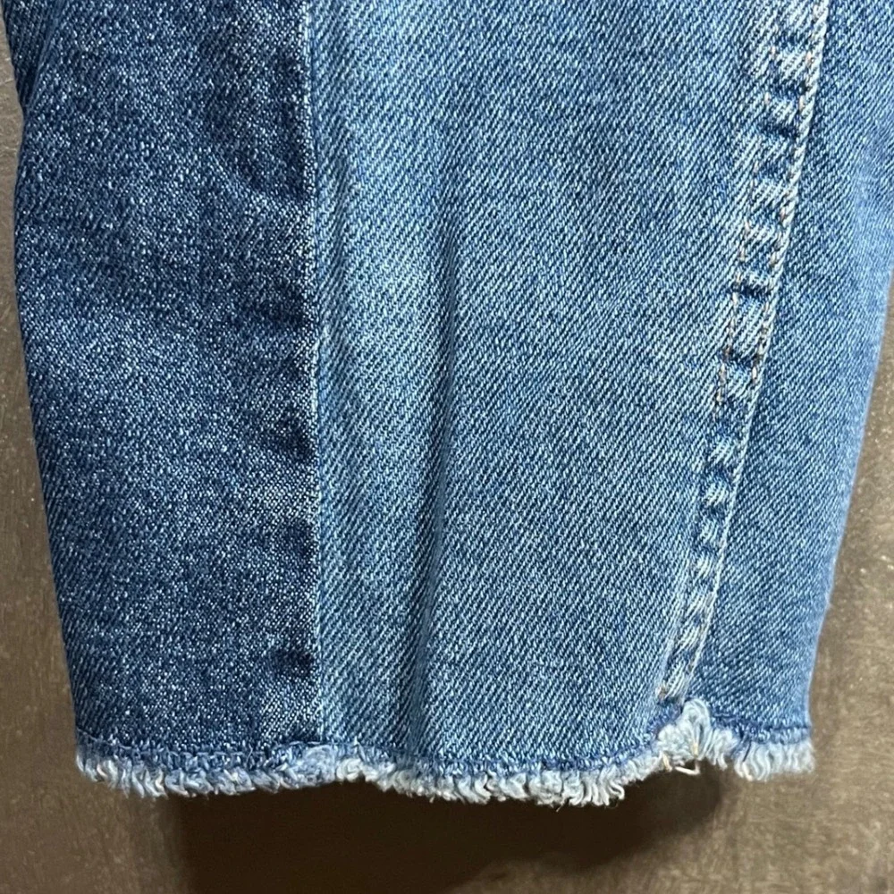 Justice‎ Girls Two Tone Colorblock High Rise Jeans Blue Denim Size 18 Raw Hem