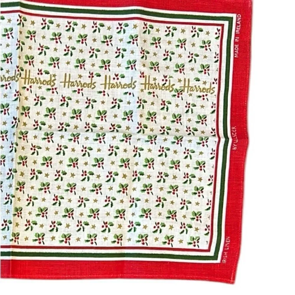 Harrod’s Christmas tea towel linen new without tags
