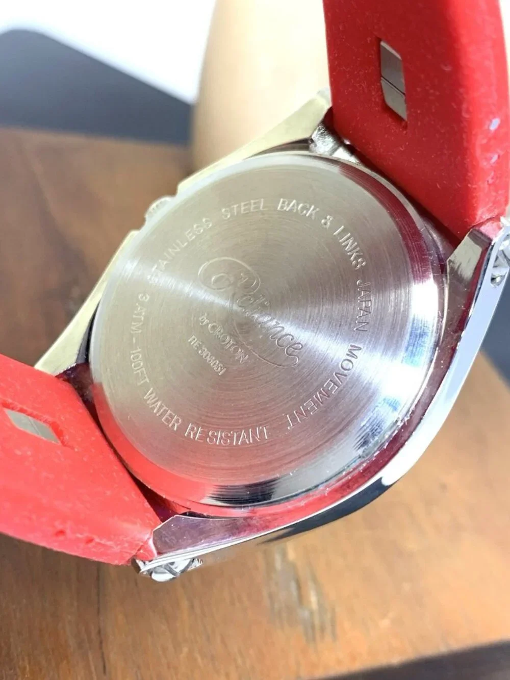 Reliance By Croton Men's Watch RE306051 Quartz Red Dial Rubber Strap 42mm