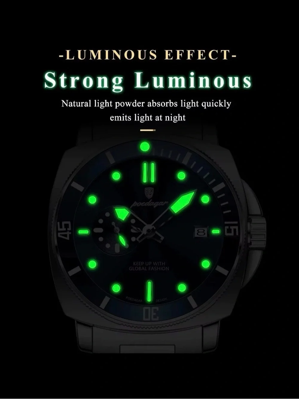 Men’s Black & Gold Stainless Steel Wristwatch Luxury Style Date Display