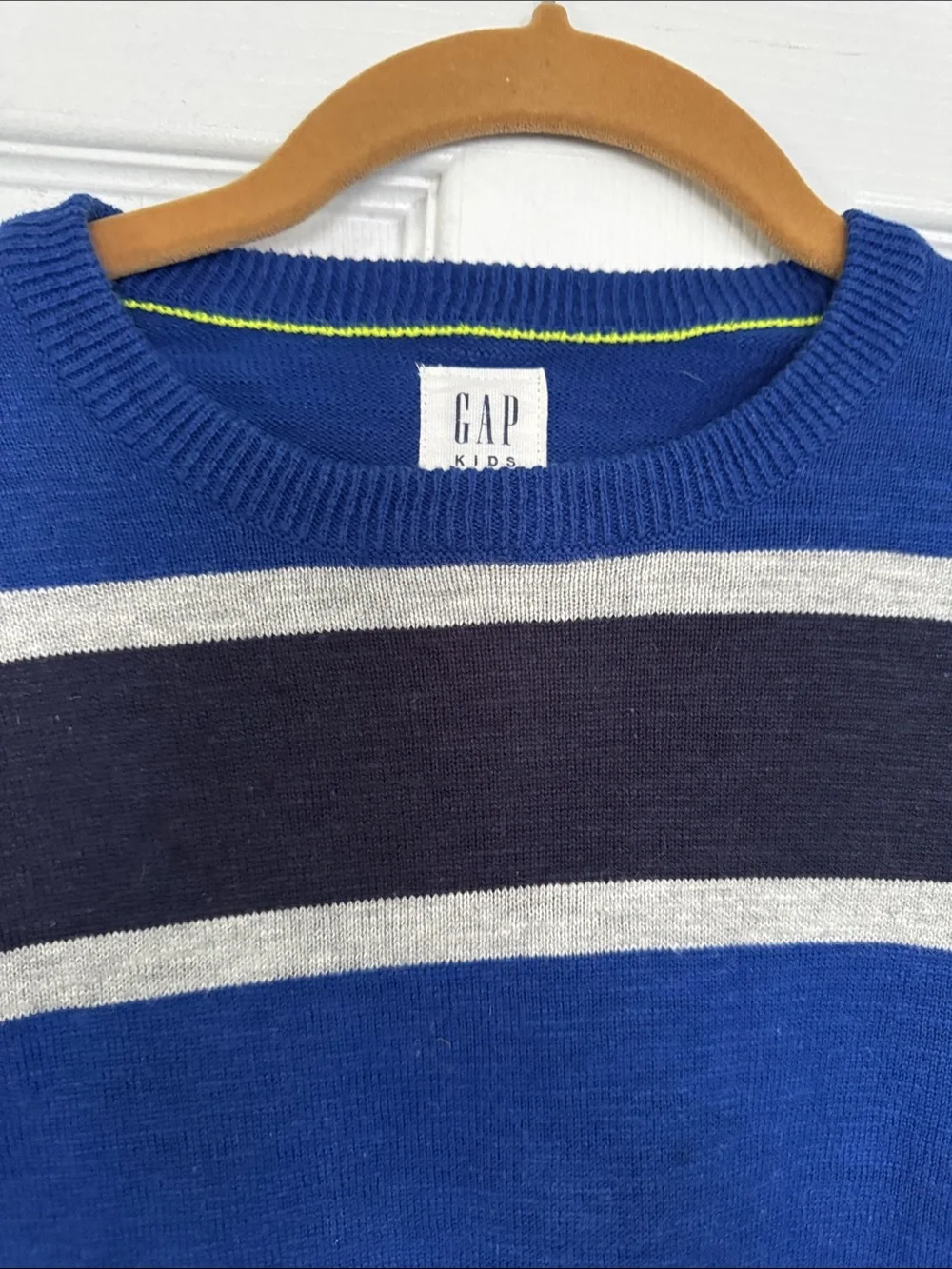 GAP boys xl 12 Royal Blue Striped Crewneck Sweater