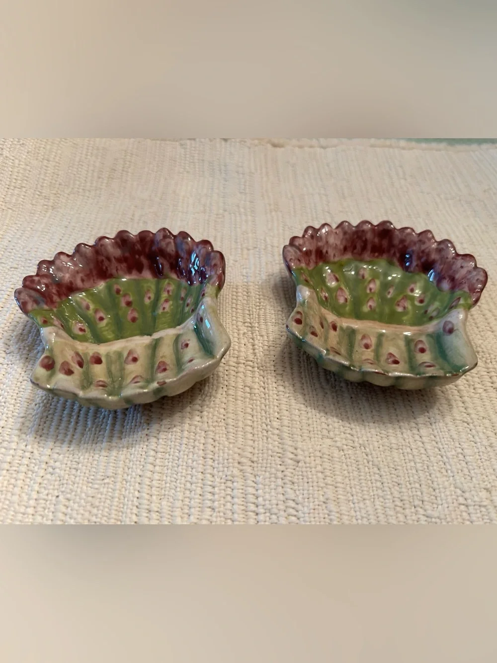 StyleEyes Asparagus Green&Purple Ceramic Decor 2Mini Dipping Bowls by Baum Bros.