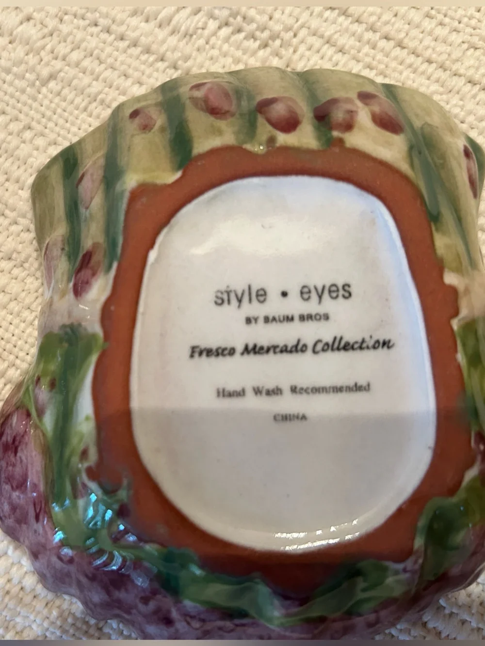 StyleEyes Asparagus Green&Purple Ceramic Decor 2Mini Dipping Bowls by Baum Bros.