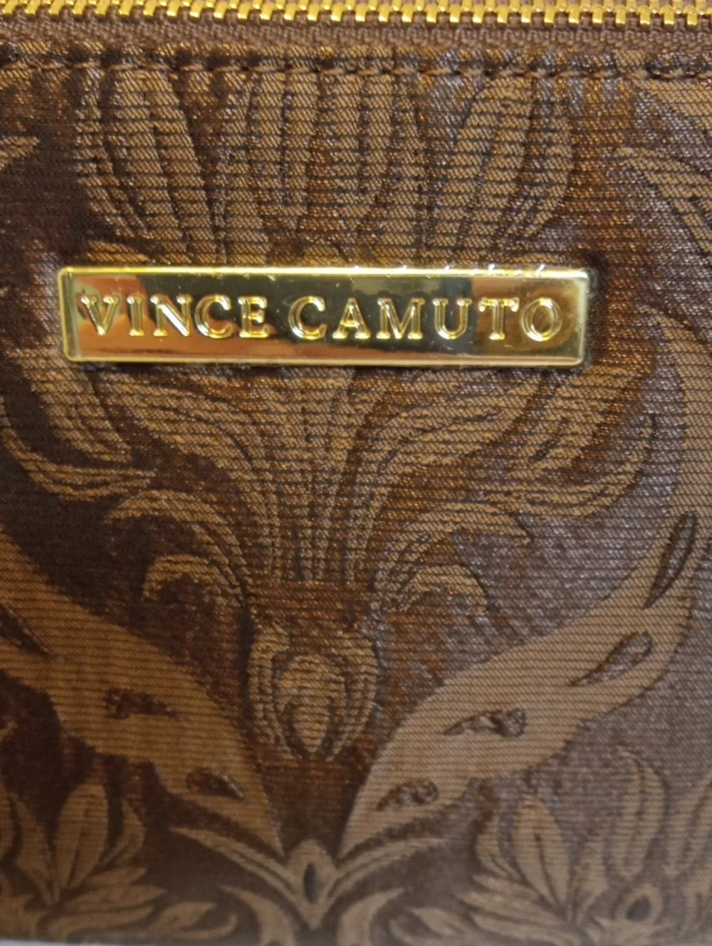 Vince Camuto Makeup Cosmetic Bag Color Coffee Flaw on tag wrote on one side