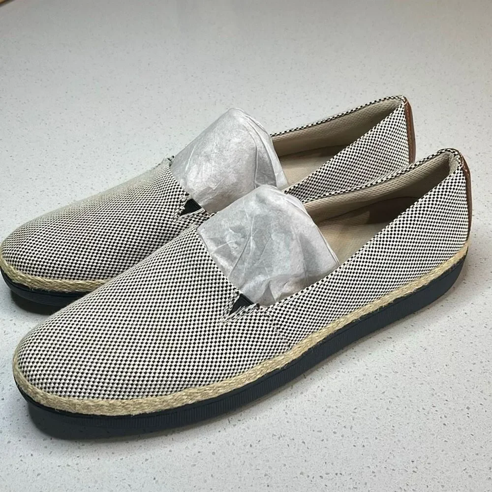 Trotters Accent Espadrille Slip-On Black/White Checkerboard Women 12 Narrow
