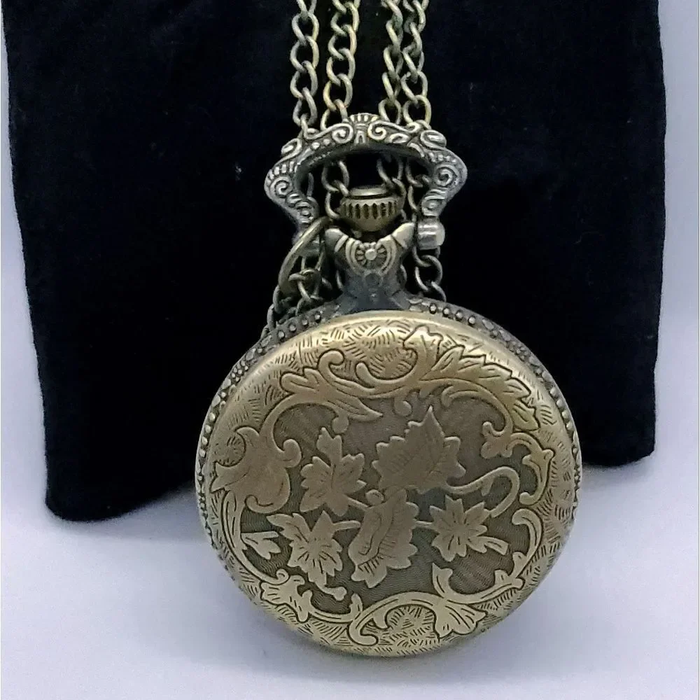 Horse Pocket Watch Antique Bronze Raised Stallion Quartz Chain Western Vintage